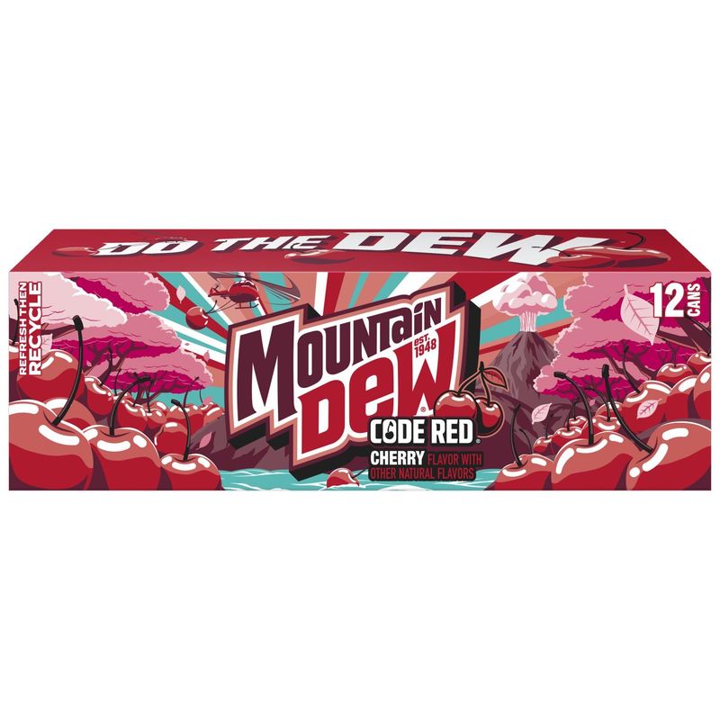 Mountain Dew Code Red Soda Cherry 12 Fl Oz, 12 Count