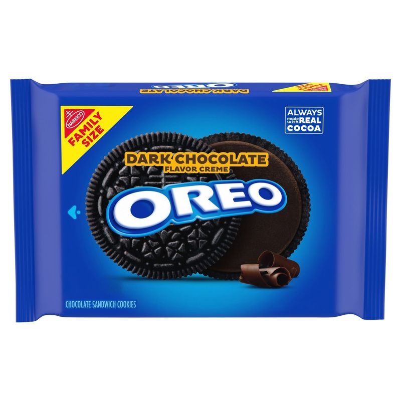 Nabisco Oreo Dark Chocolate Flavor Creme Chocolate Sandwich Cookies Family Size, 1 lb 1 oz
