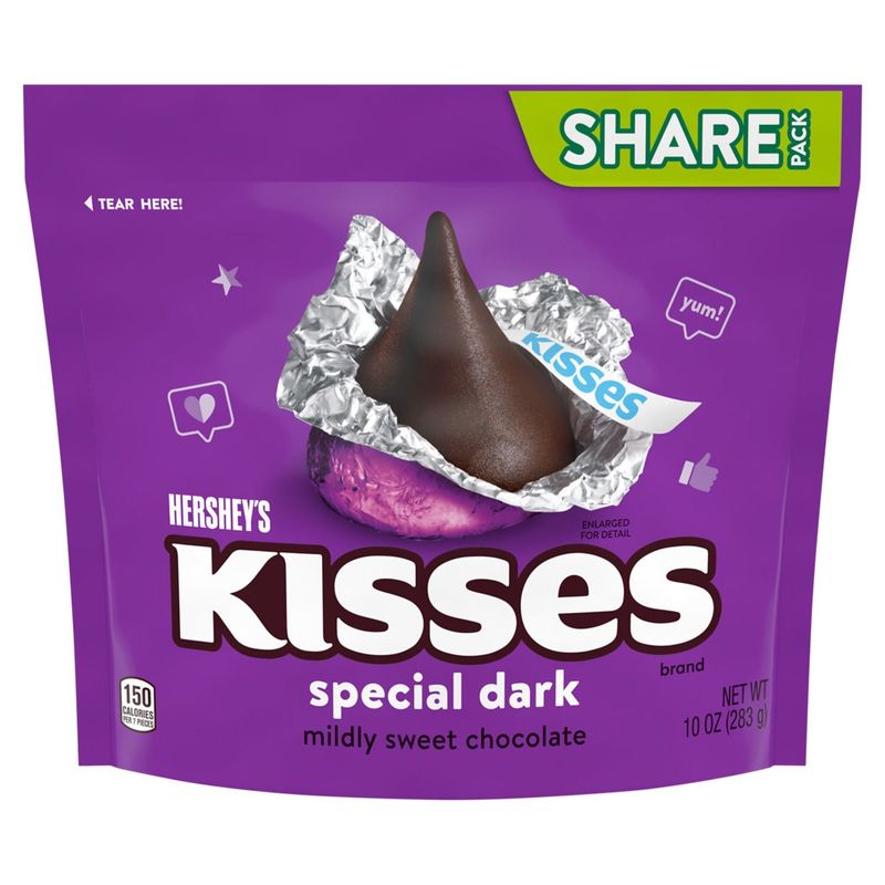 Hershey's Kisses Special Dark Mildly Sweet Chocolate Share Pack, 10 oz