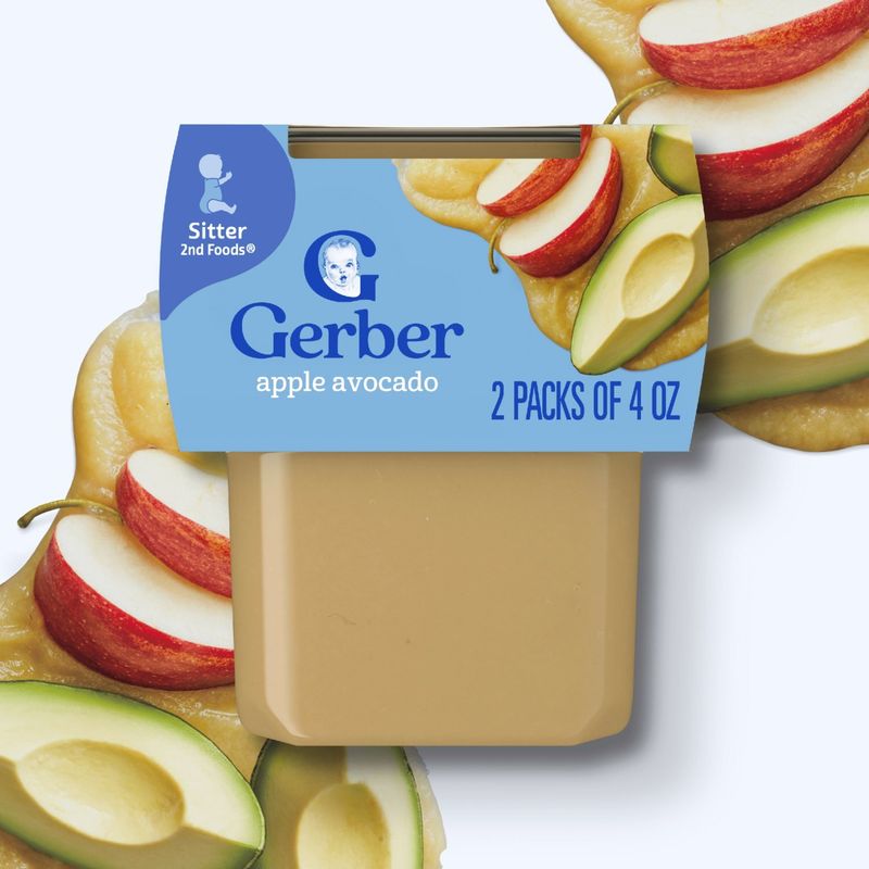 Gerber 2nd Foods Apple Avocado Baby Food, Sitter, 4 oz, 2 count