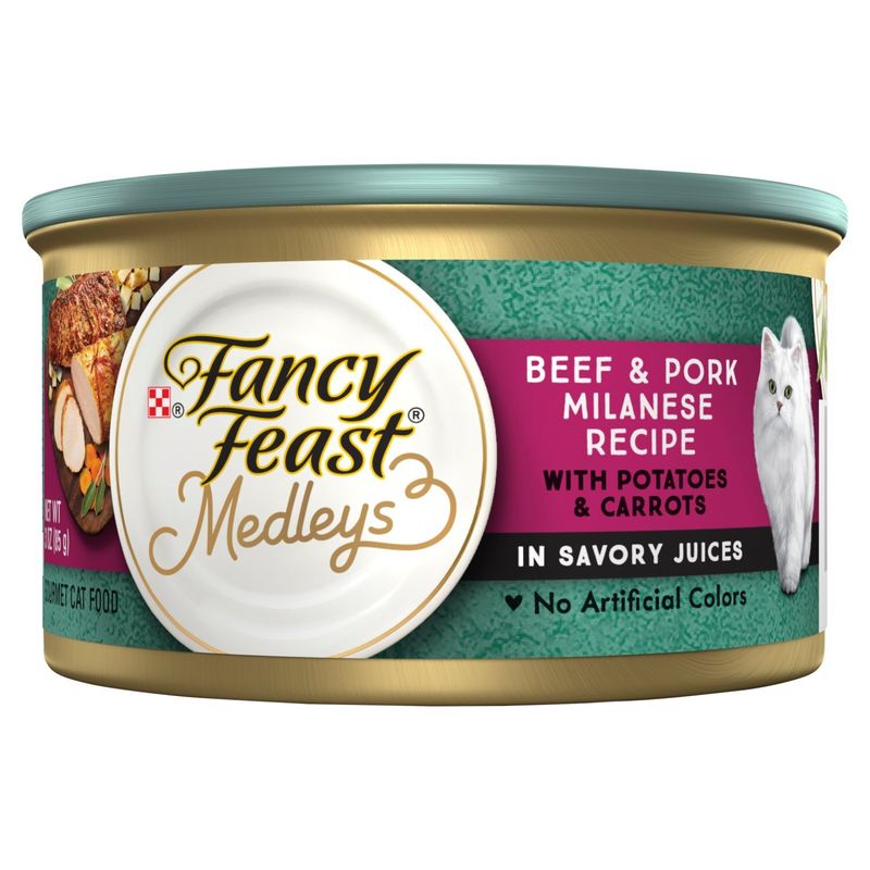 Purina Fancy Feast Medleys Beef &amp; Pork Milanese with Potatoes &amp; Carrots Gourmet Cat Food, 3 oz