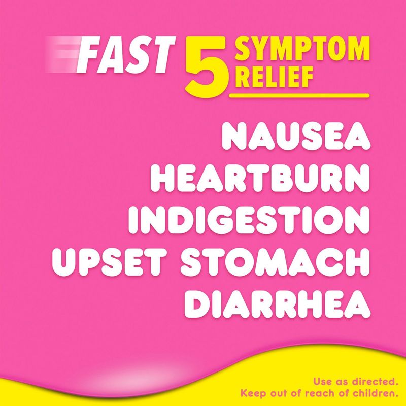 Pepto Bismol Chewable Tablets for Nausea, Heartburn, Indigestion, Upset Stomach, and Diarrhea - 5 S