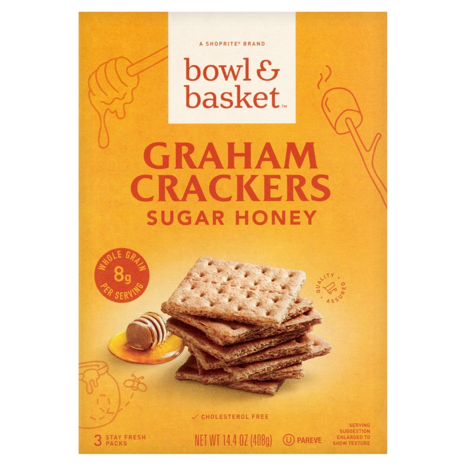 Bowl &amp; Basket Sugar Honey Graham Crackers, 3 count, 14.4 oz