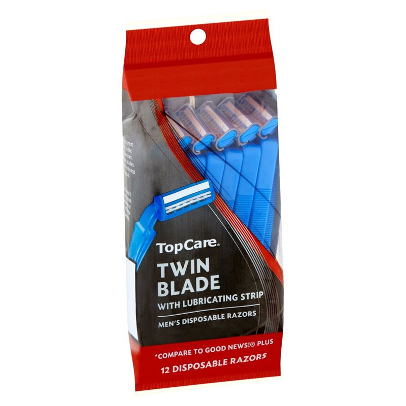 TopCare Twin Blade Men's Disposable Razors, 12 count