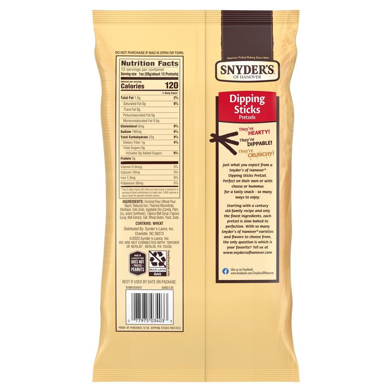 Snyder's of Hanover Dipping Sticks Pretzels, 12 oz