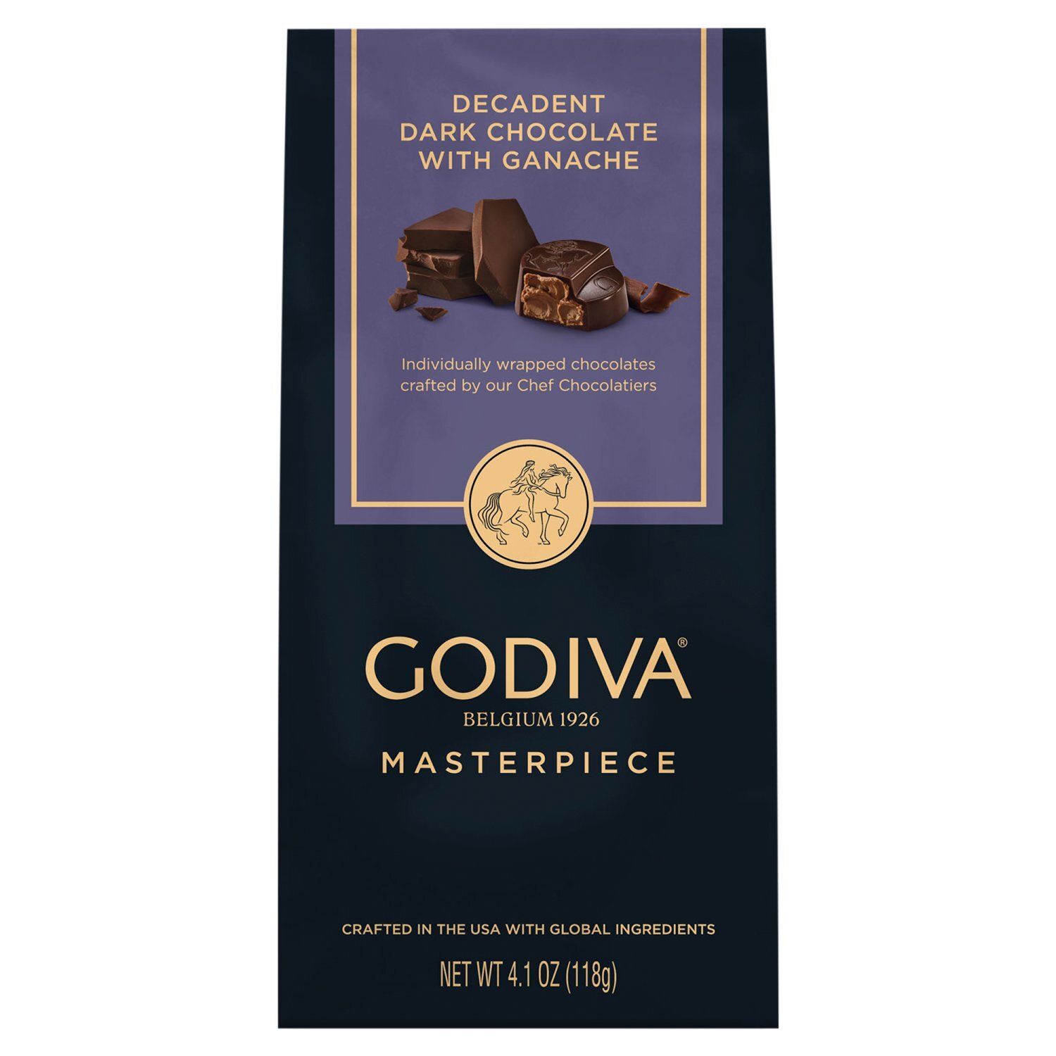 Godiva Masterpiece Decadent Dark Chocolate with Ganache, 4.1 oz