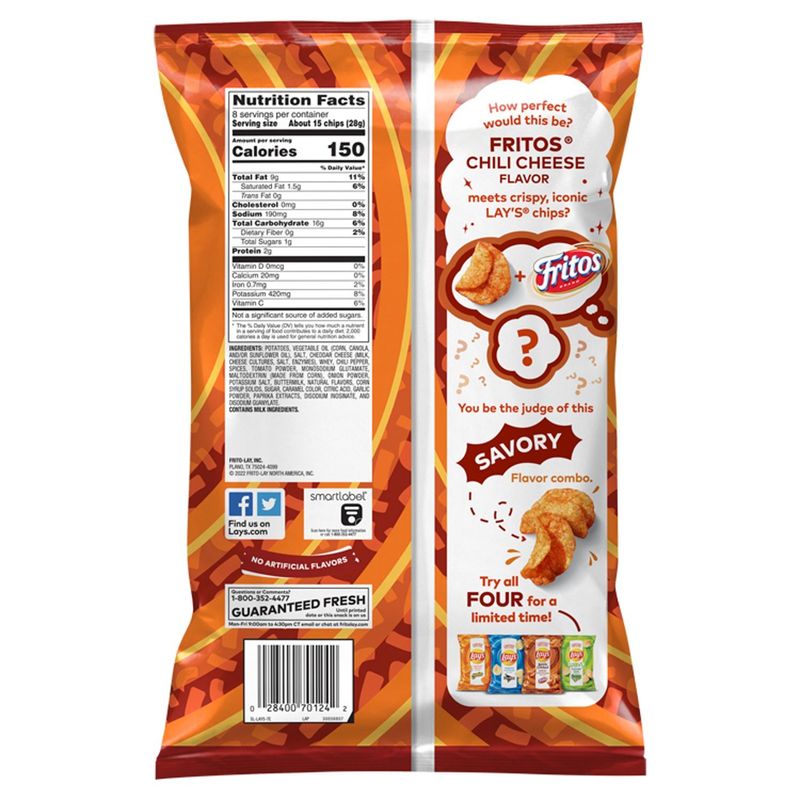 Lay's Kettle Cooked Fritos Chili Cheese Flavored Potato Chips, 8 oz