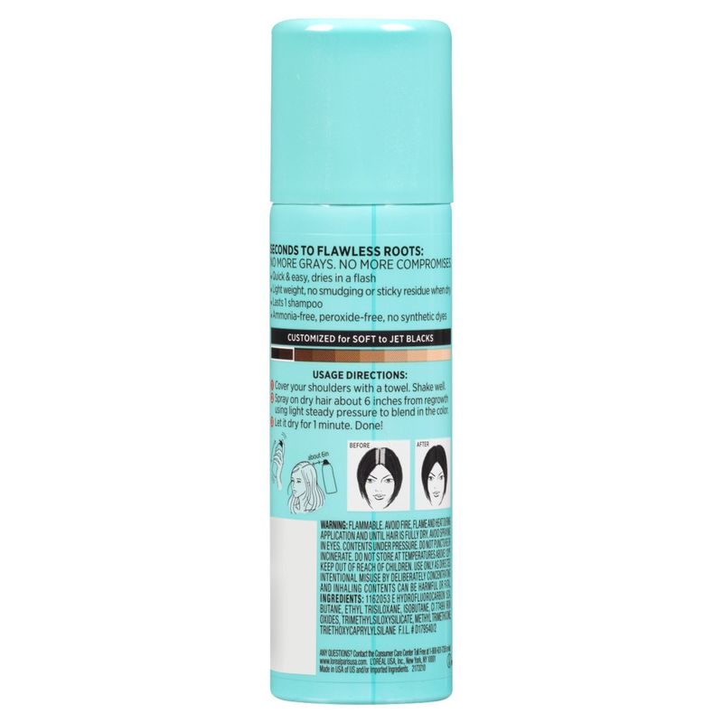 L'Oréal Paris Magic Root Cover Up Black Temporary Gray Concealer Spray, 2.0 oz