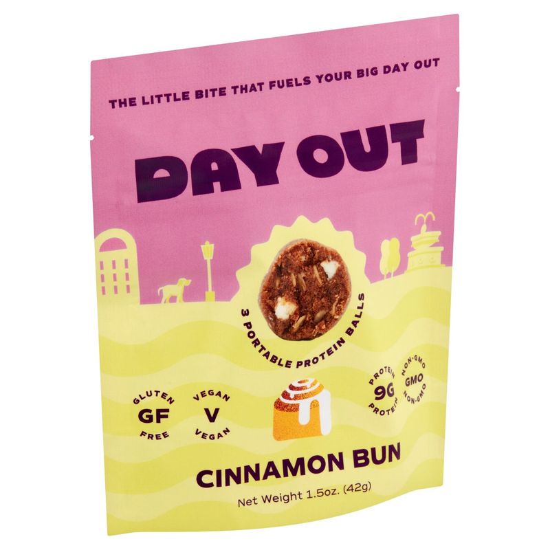 Day Out Cinnamon Bun Portable Protein Balls, 3 count, 1.5 oz