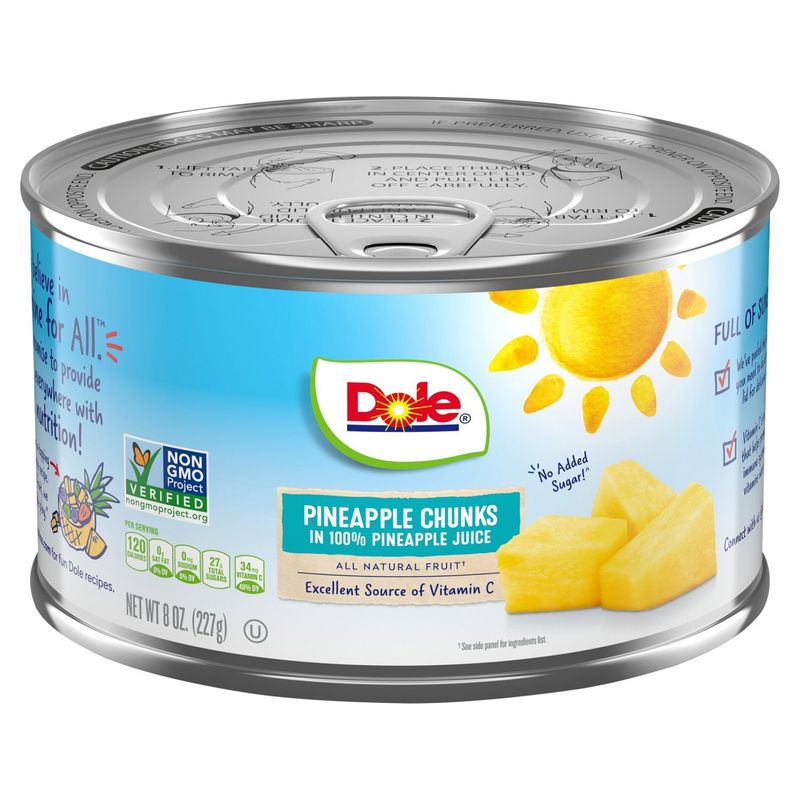 Dole Pineapple Chunks in 100% Pineapple Juice, 8 oz