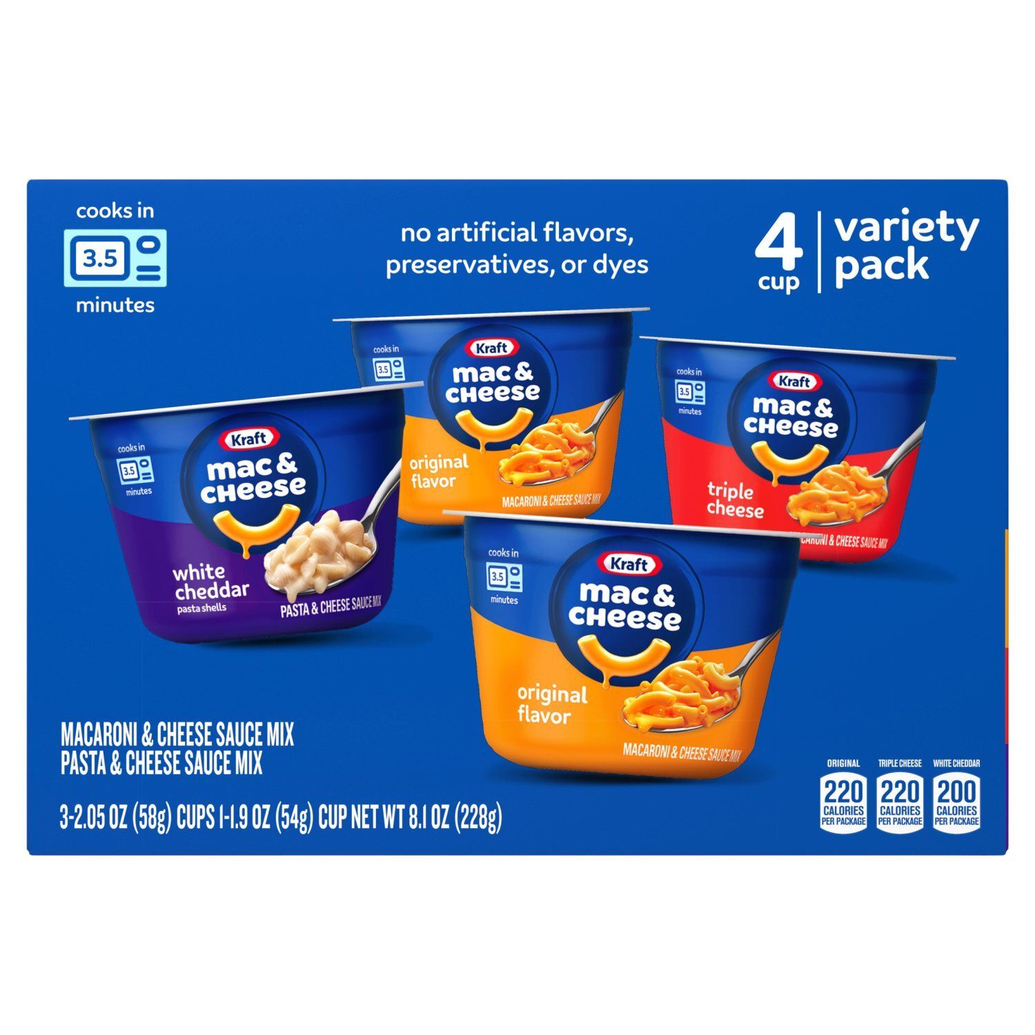 Kraft Macaroni &amp; Pasta Cheese Sauce Mix Variety Pack, 4 count, 8.1 oz