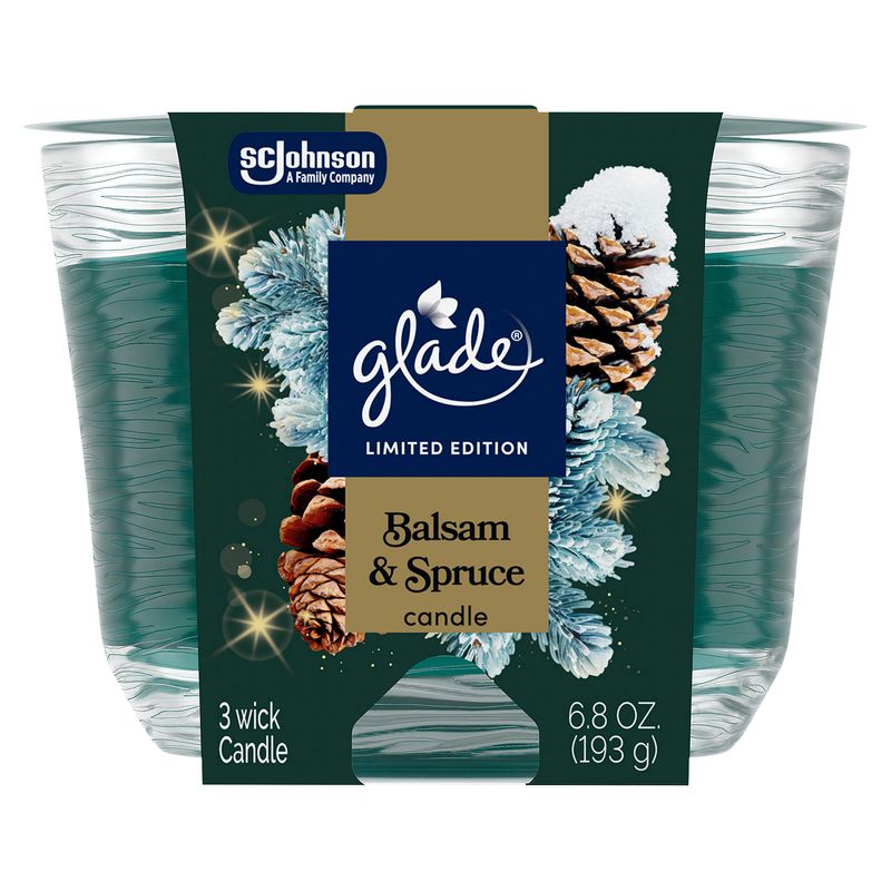 Glade Balsam &amp; Spruce Candle Limited Edition, 3 count, 6.8 oz