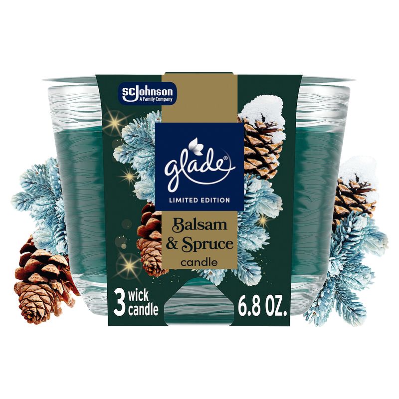 Glade Balsam &amp; Spruce Candle Limited Edition, 3 count, 6.8 oz