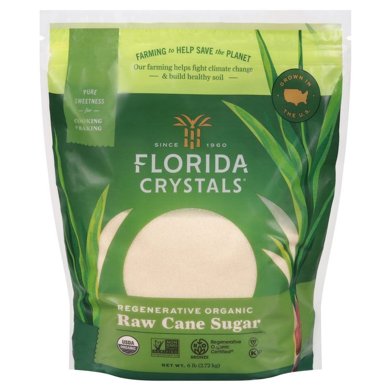 Florida Crystals Regenerative Organic Raw Cane Sugar, 6 lb