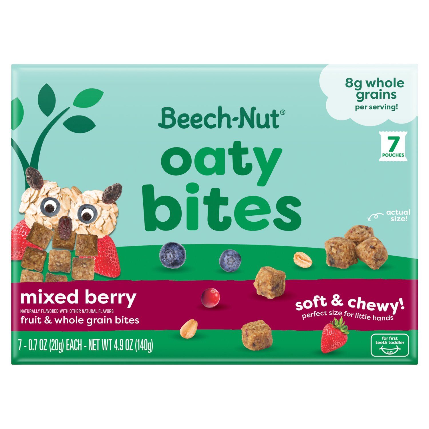 Beech-Nut Oaty Bites Mixed Berry Fruit &amp; Whole Grain Bites, 0.7 oz, 7 count