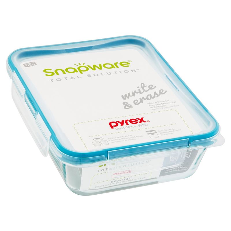 Pyrex Snapware Total Solution 6 Cup Glass Food Storage with Write &amp; Erase Lid