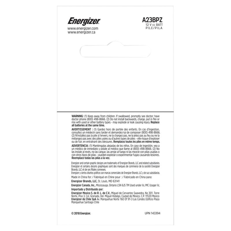 Energizer A23 Batteries (1 Pack), Miniature Alkaline Small Batteries