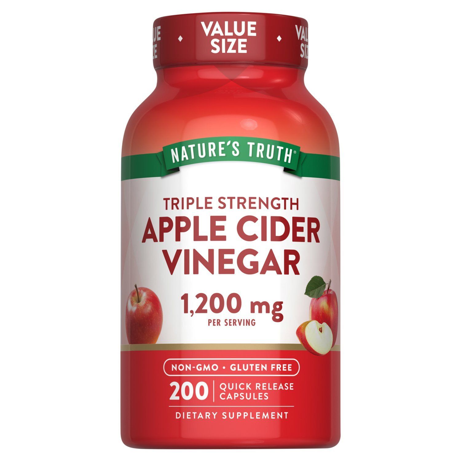 Nature's Truth Triple Strength Apple Cider Vinegar Dietary Supplement, 200 count