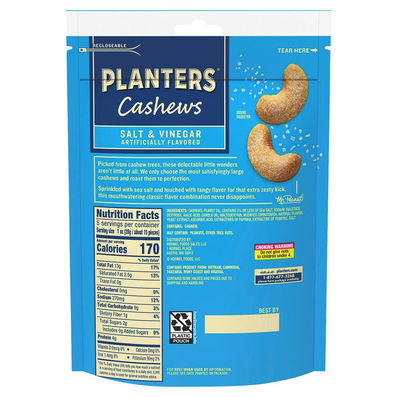 Planters Salt &amp; Vinegar Cashews, 5 oz