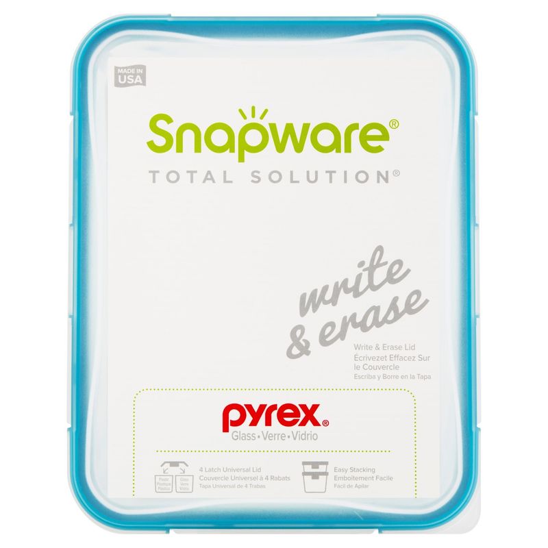 Pyrex Snapware Total Solution 6 Cup Glass Food Storage with Write &amp; Erase Lid