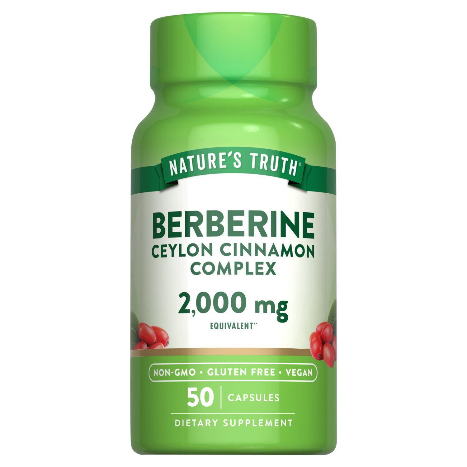 Nature's Truth Berberine Ceylon Cinnamon Complex Dietary Supplement, 2,000 mg, 50 count