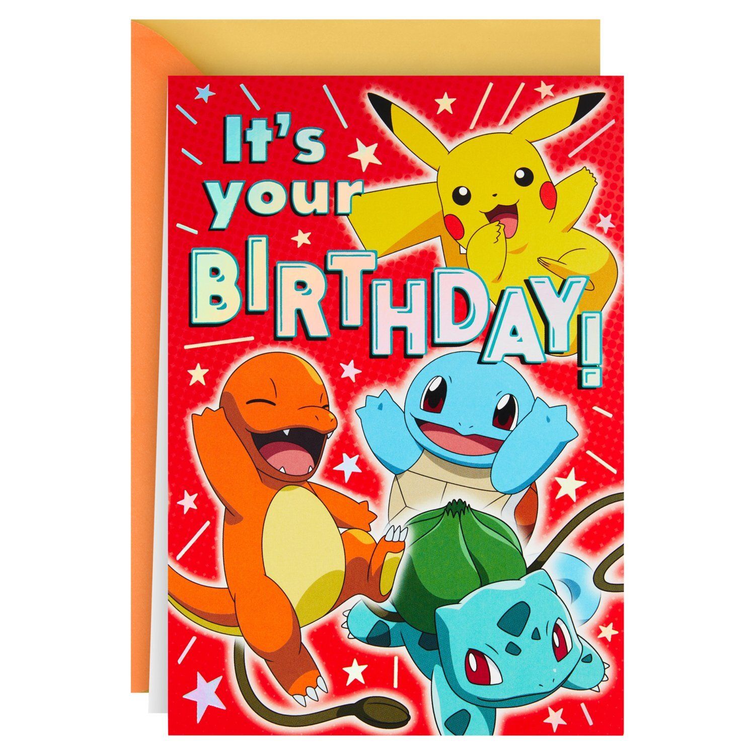 Hallmark Pokémon Pop Up Birthday Card for Kids (Pikachu, Squirtle, Charmander, Bulbasaur)