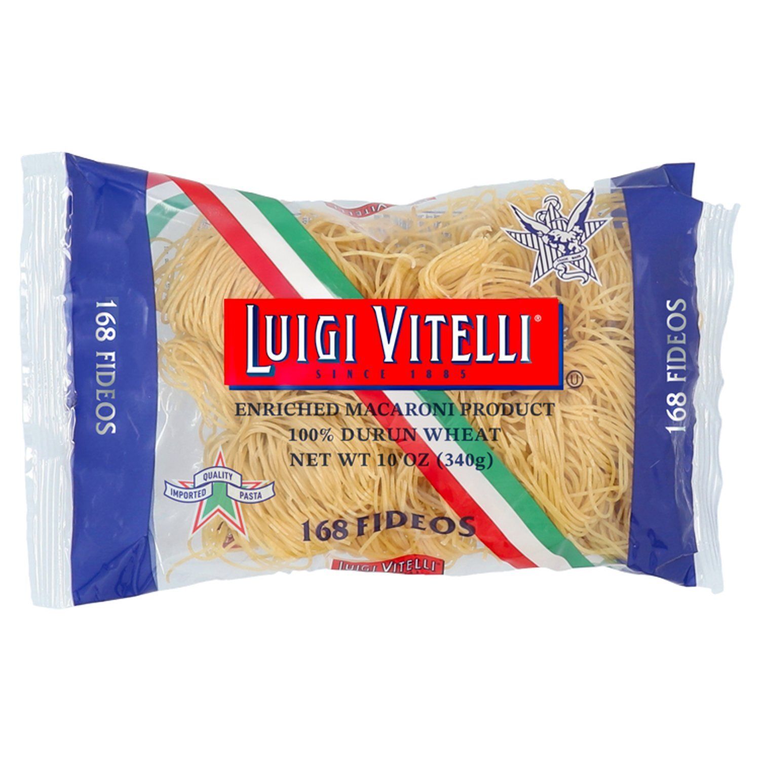 Luigi Vitelli Enriched Macaroni Product 100% Durum Wheat 168 Fideos, 10 oz