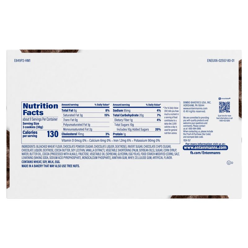Entenmann's Double Chocolate Chip Soft-Baked Cookies, 10 oz