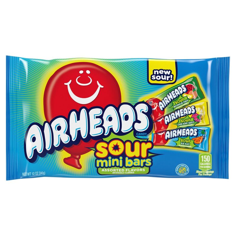 Airheads Sour Mini Bars Assorted Flavors Candy, 12 fl oz