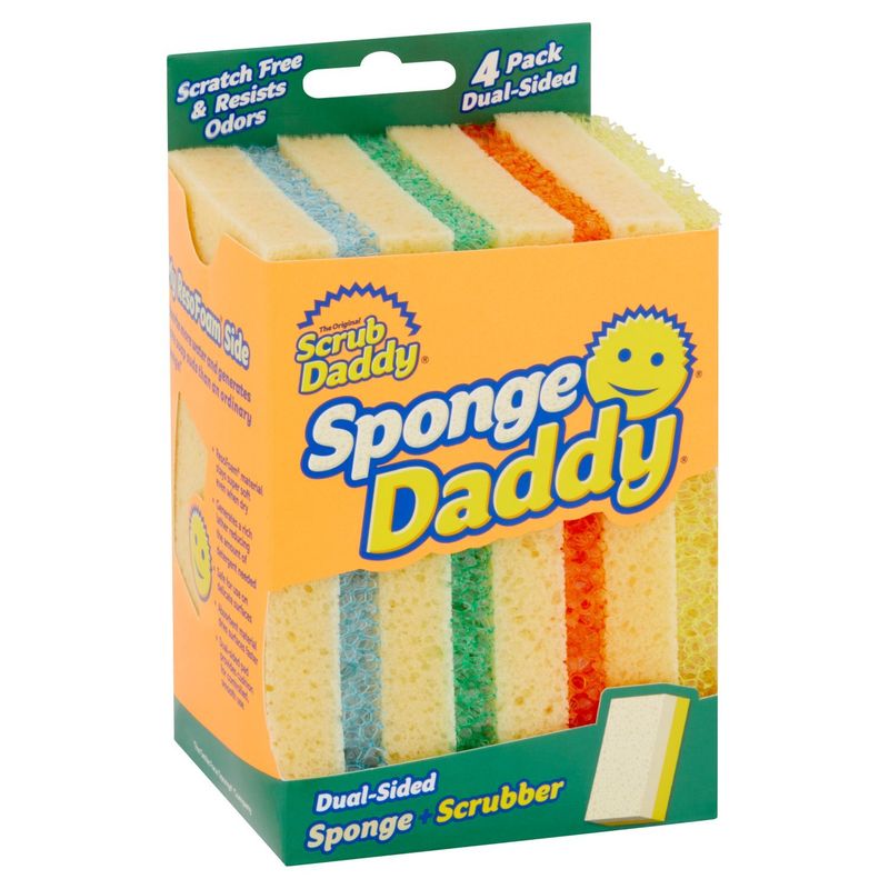 Scrub Daddy Sponge Daddy Dual-Sided Sponge+Scrubber, 4 count