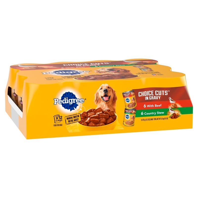 PEDIGREE CHOICE CUTS IN GRAVY Adult Canned Wet Dog Food Variety, Beef Country Stew, 12 13.2 oz. Cans