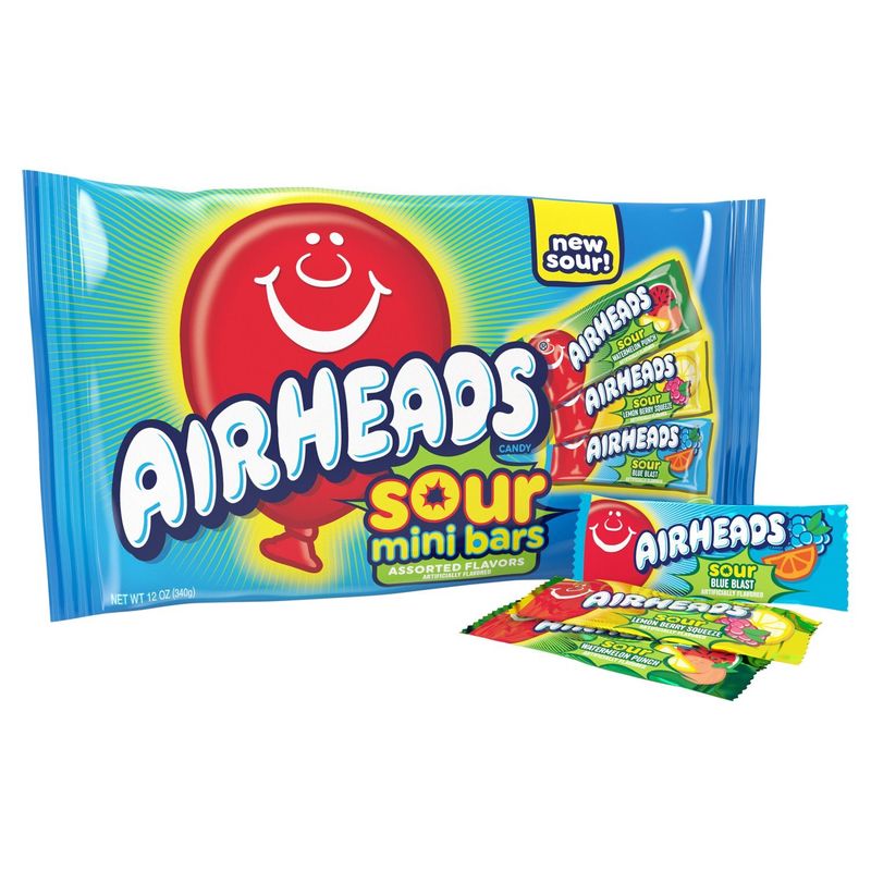 Airheads Sour Mini Bars Assorted Flavors Candy, 12 fl oz