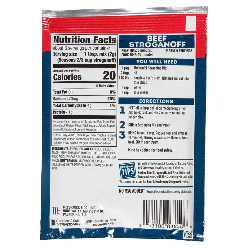 McCormick Beef Stroganoff Seasoning Mix, 1.5 oz