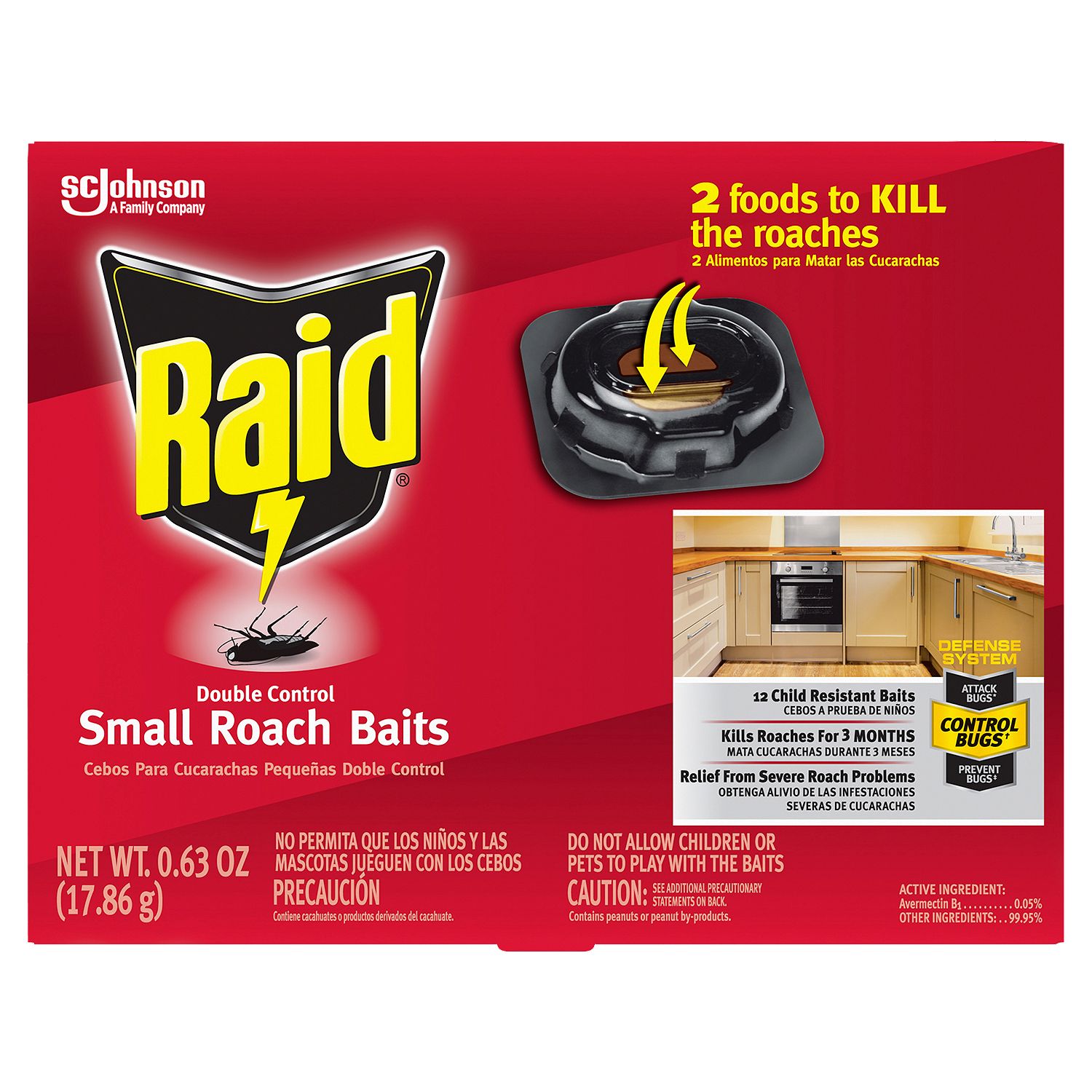 Raid Double Control Small Roach Baits, Effective Roach Killer, 12 Count