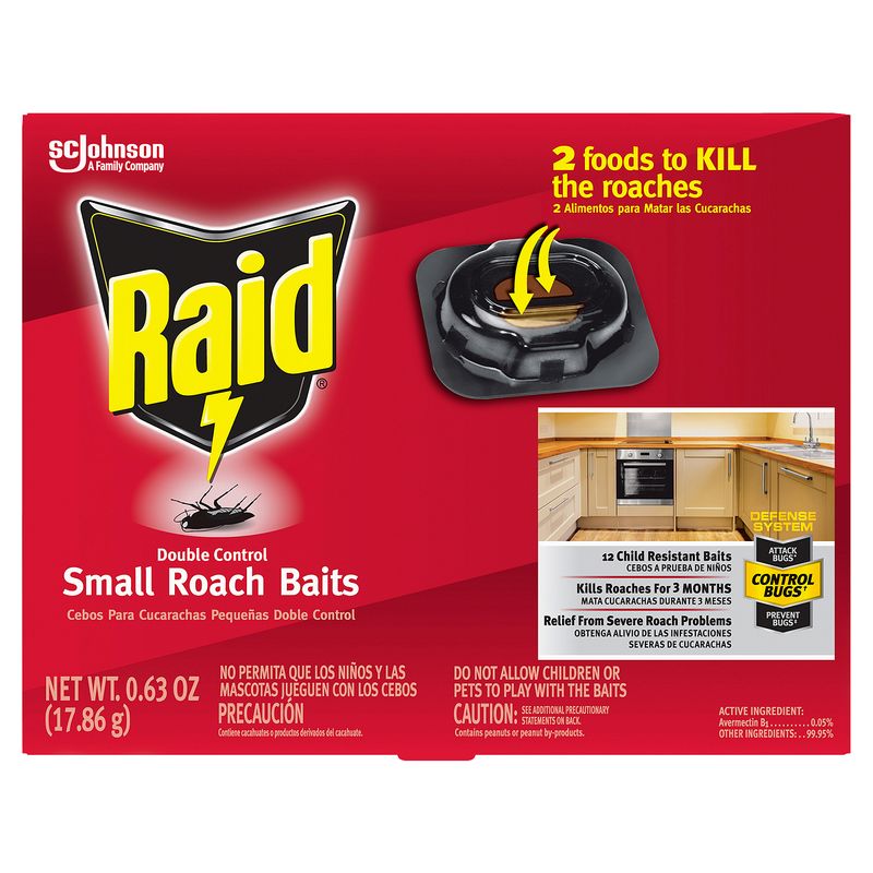 Raid Double Control Small Roach Baits, Effective Roach Killer, 12 Count