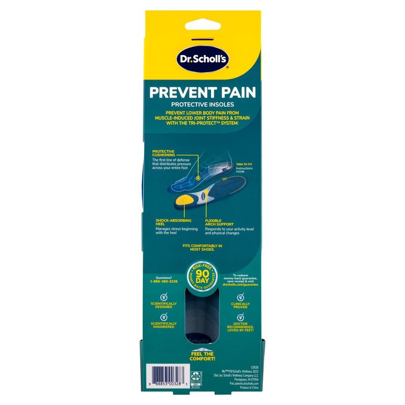 Dr. Scholl's Prevention Men's Prevent Pain Protective Insoles, Shoe Sizes 8-14, 1 pair