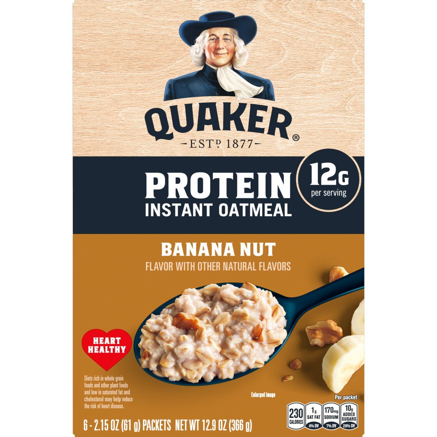 Quaker Protein Instant Oatmeal Banana Nut 2.15 Oz, 6 Count