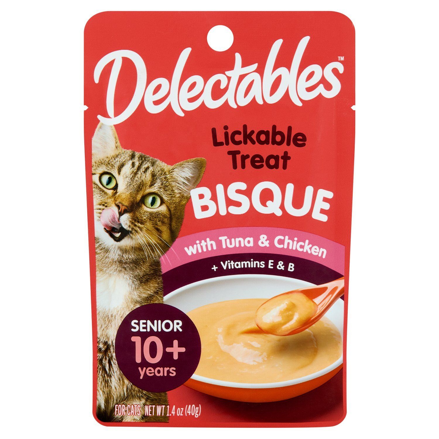Delectables Lickable Treat Bisque with Tuna &amp; Chicken for Senior Cats, 10+ Years, 1.4 oz