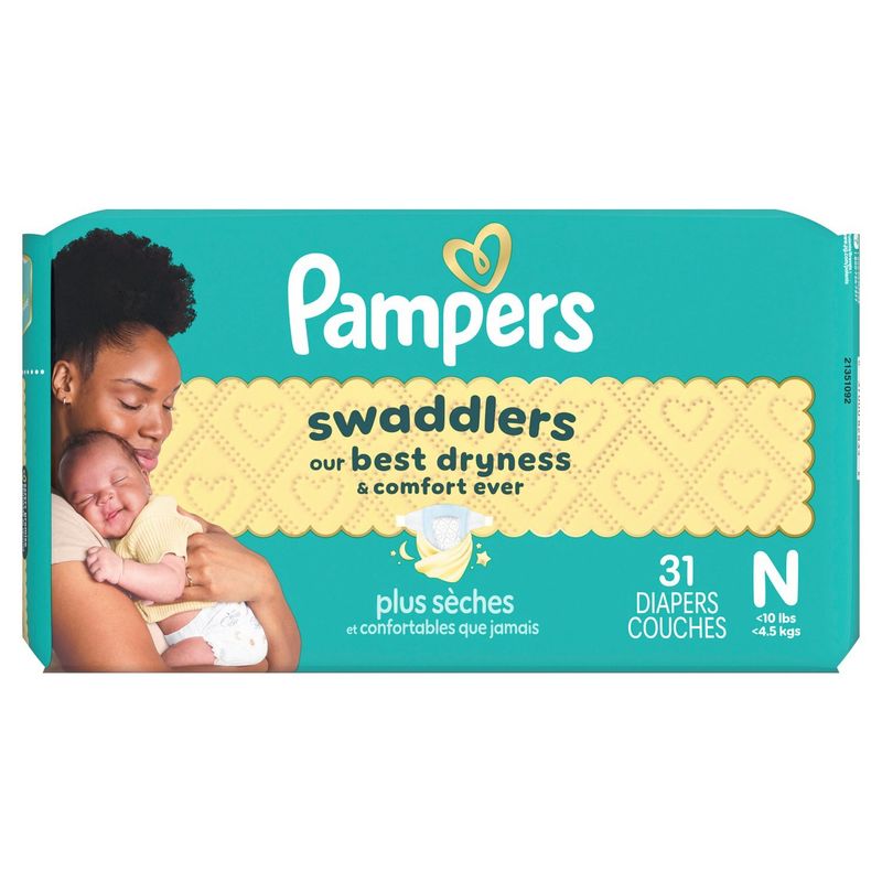 Pampers Swaddlers Diapers Jumbo Pack, Size N, < 10 lbs, 31 count
