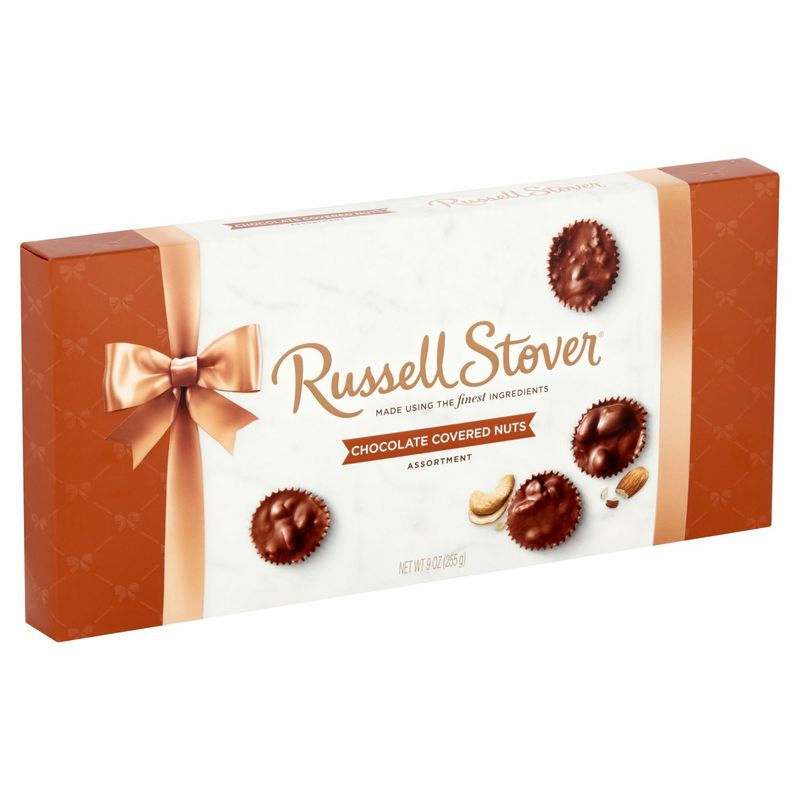 Russell Stover Assortment Chocolate Covered Nuts, 18 count, 9 oz