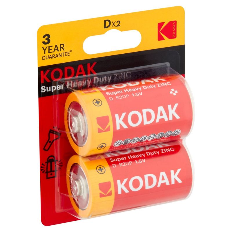 Kodak D 1.5V Super Heavy Duty Zinc Batteries, 2 count