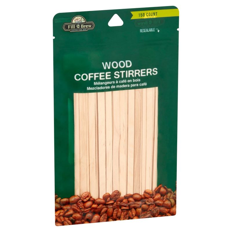 Fill 'n Brew Wood Coffee Stirrers, 150 count