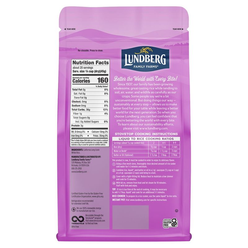 Lundberg Family Farms 2LB CALIFORNIA WHITE JASMINE RICE