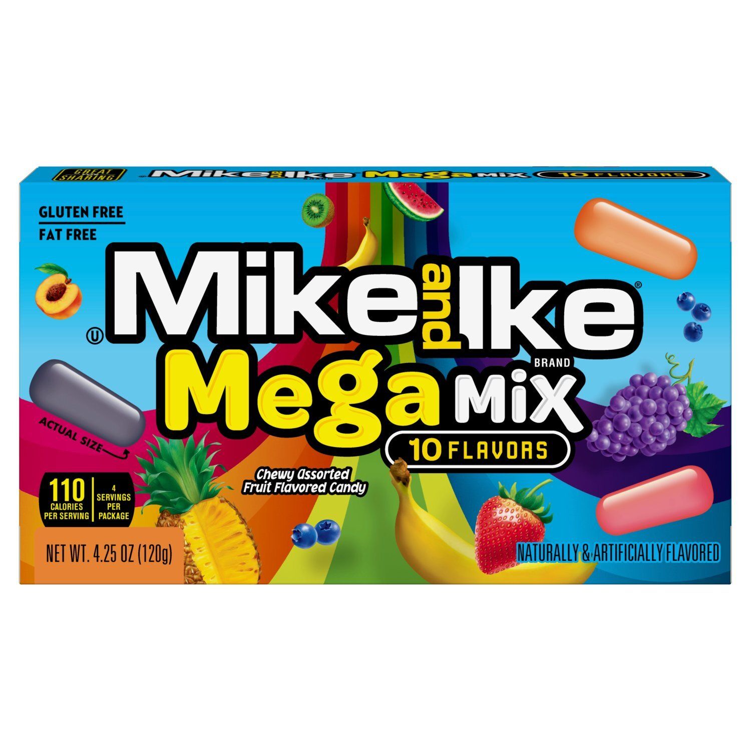 Mike and Ike Mega Mix Chewy Assorted Fruit Flavored Candy, 4.25 oz