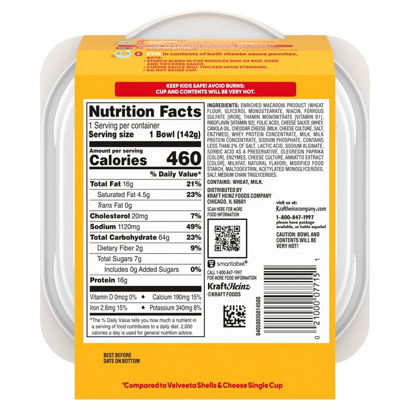Velveeta Original Microwaveable Shell Pasta &amp; Cheese Sauce Big Bowl, 5 oz