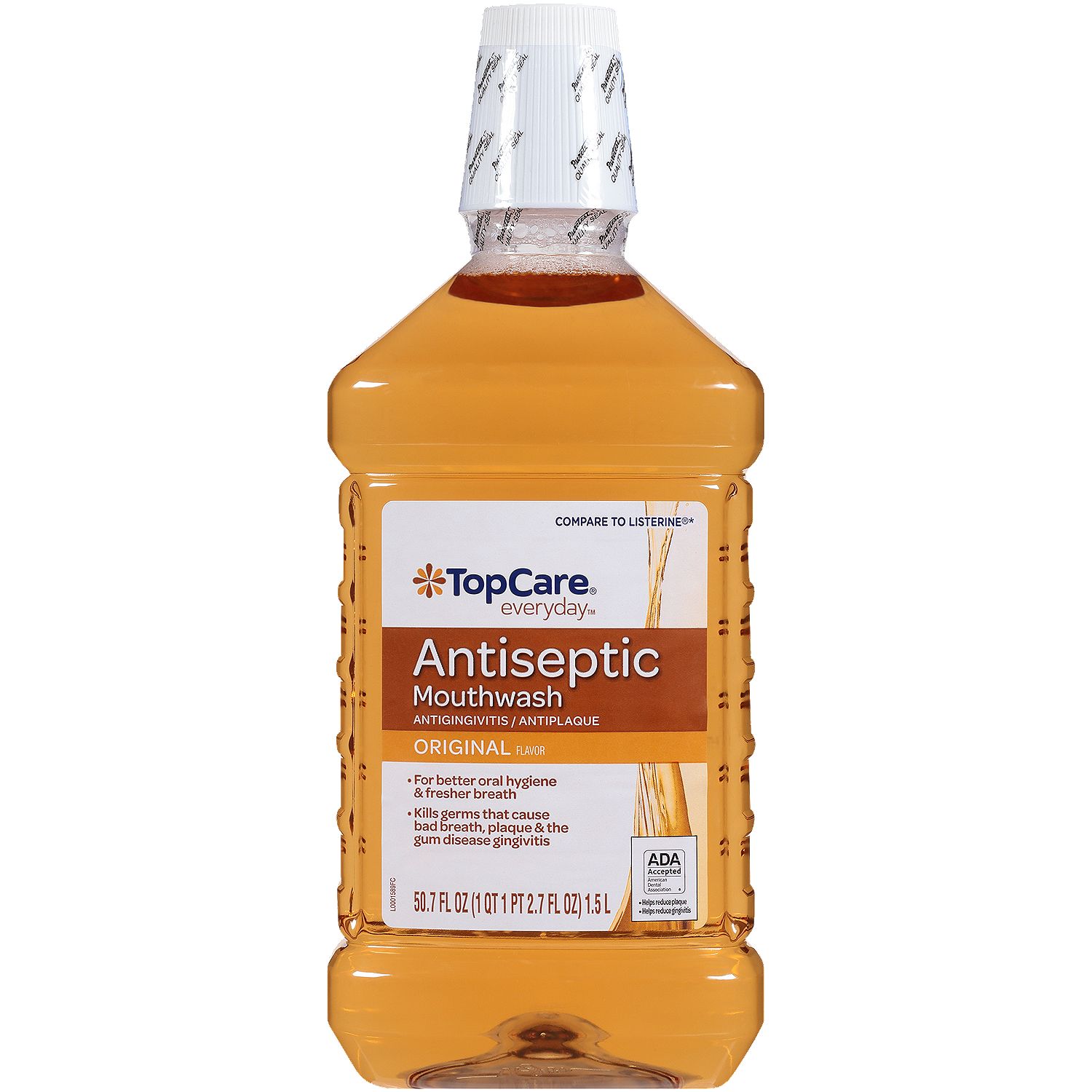 TopCare Antiseptic Mouthwash, Amber, 50.72 fl oz