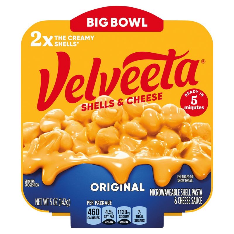 Velveeta Original Microwaveable Shell Pasta &amp; Cheese Sauce Big Bowl, 5 oz