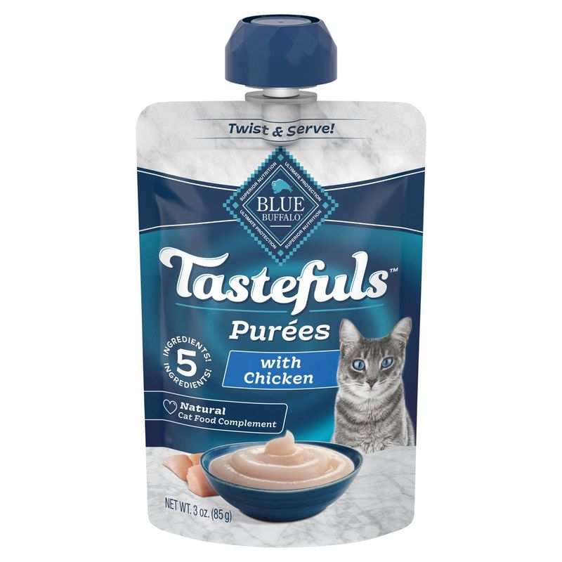 Blue Buffalo Tastefuls Purées with Chicken Natural Cat Food Complement, 3 oz