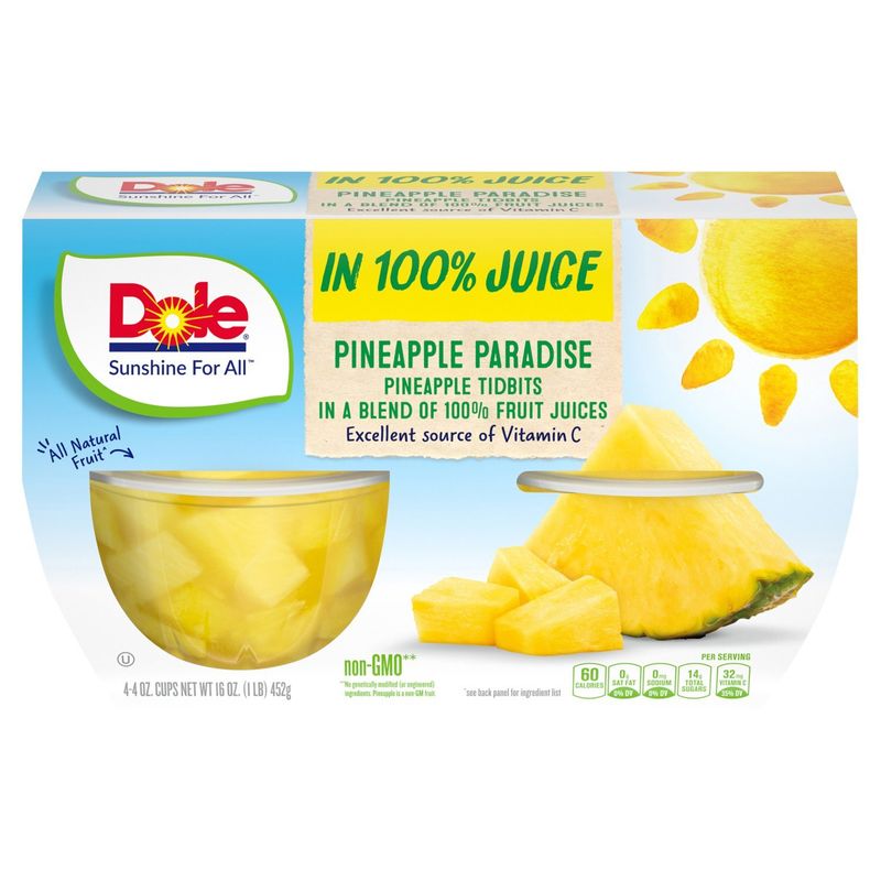 Dole Pineapple Paradise Tidbits, 4 oz, 4 count