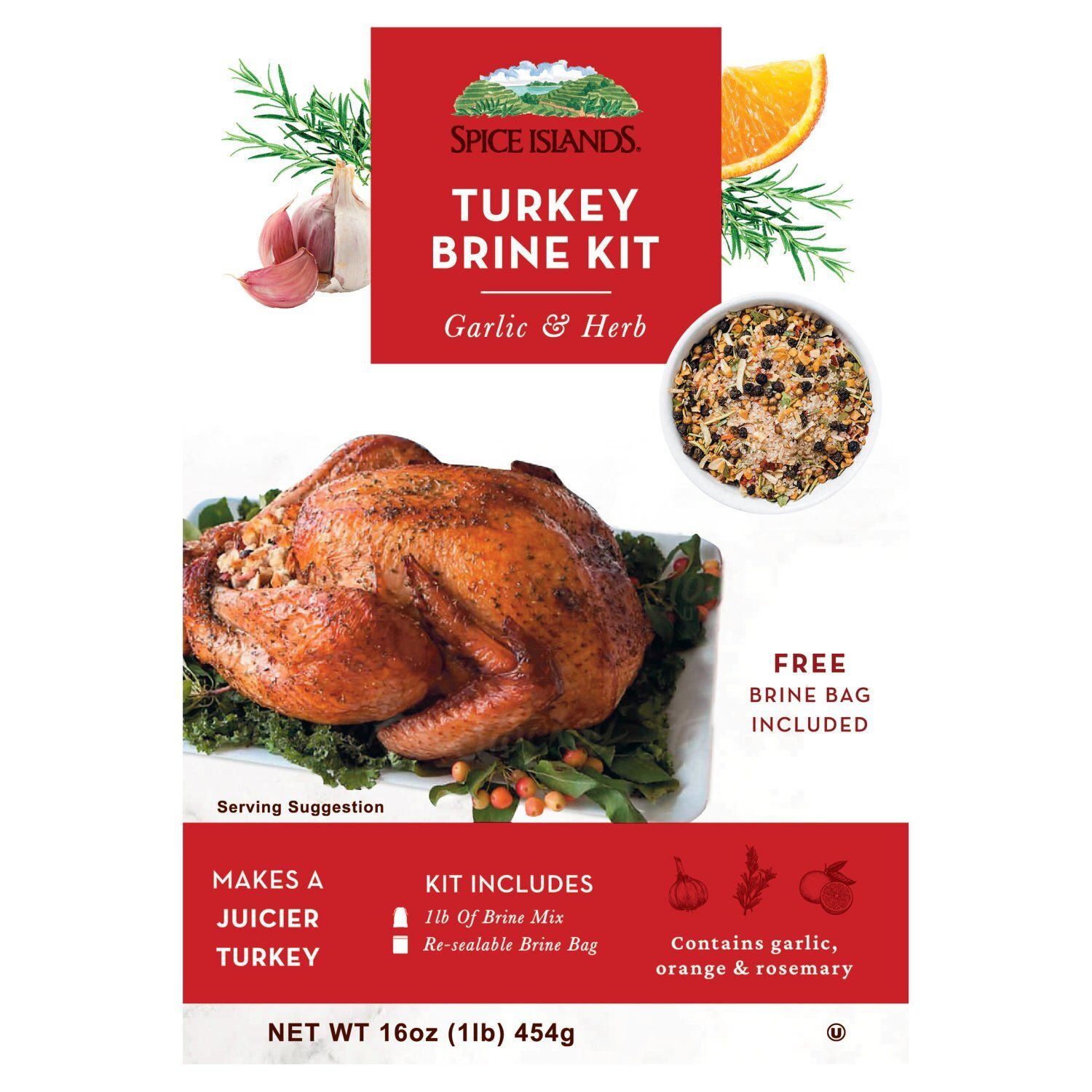 Spice Islands Garlic &amp; Herb Turkey Brine Kit, 16 oz